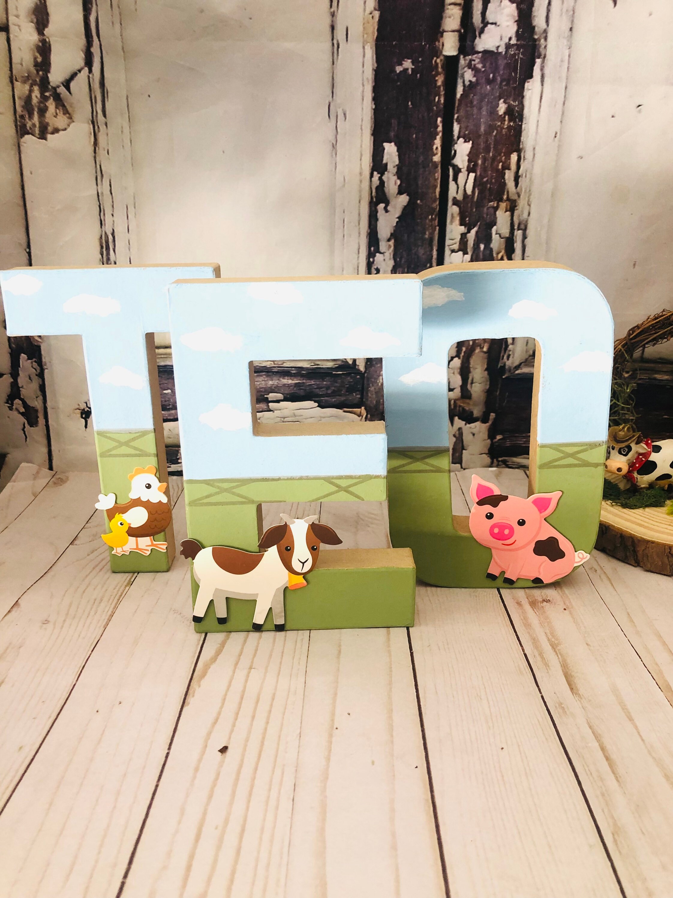 Farm Theme Birthday Decoration Letters Centerpieces Photo prop