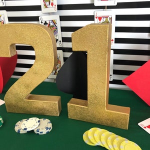 Casino Theme Numbers Decoration, Las Vegas Party, Poker Party 21, 40th 50th 60th Birthdays party Decor image 5