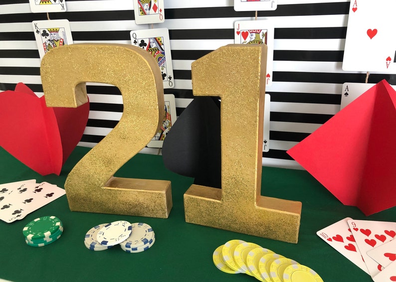 Casino Theme Numbers Decoration, Las Vegas Party, Poker Party 21, 40th 50th 60th Birthdays party Decor image 5