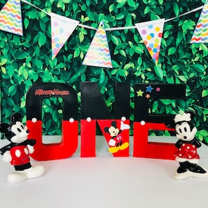 Mickey Mouse 1st Birthday Decorated Letters, Mickey Table Decor, Mickey ONE Letters photo prop