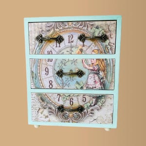 Alice In Wonderland Mini Chest Jewelry organizer Keepsake box