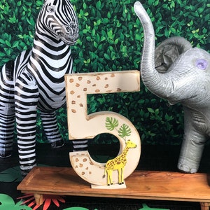 Safari Themed 16 Decorated Number, Wild Safari Decoration , Birthday Number, Jungle Decoration, Safari Party table, Safari Photo Prop image 5