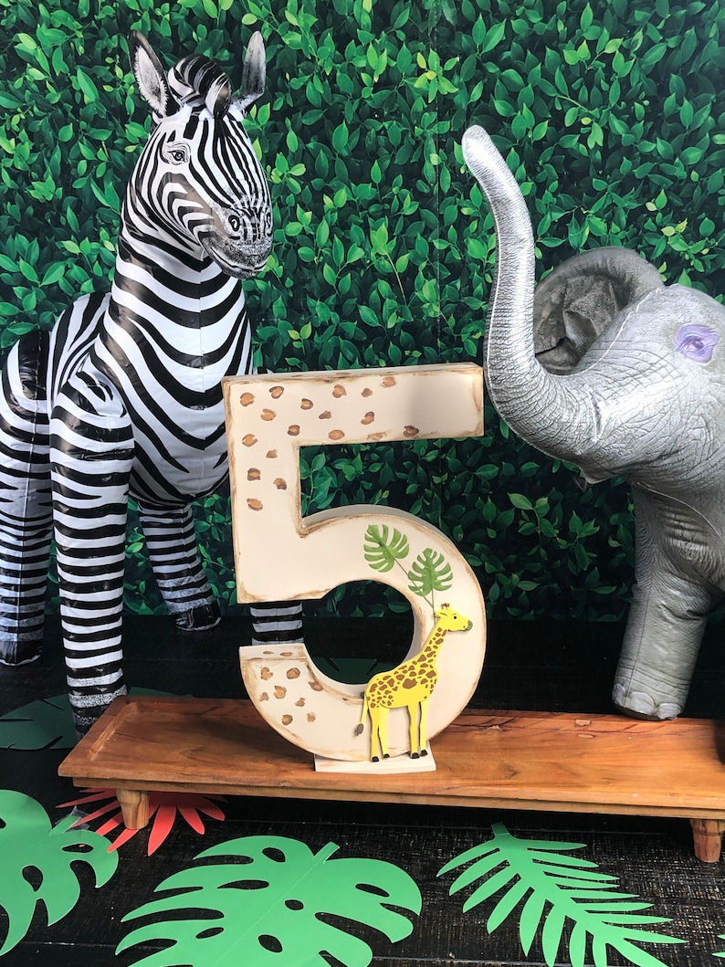 Safari Themed 16 Decorated Number, Wild Safari Decoration , Birthday Number, Jungle Decoration, Safari Party table, Safari Photo Prop image 5