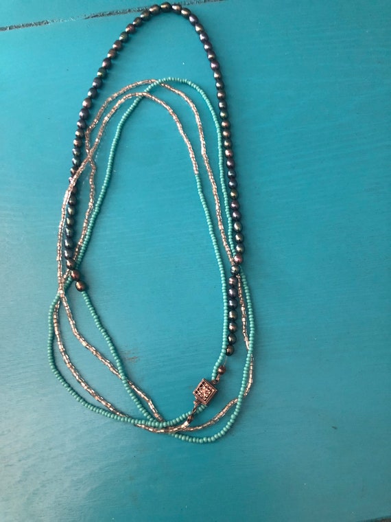 Vintage long wrap beaded necklace