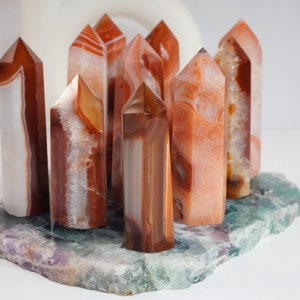 High Grade Banded Carnelian Towers - Juicy Red - Quartzy Banding - Natural Crystal Towers