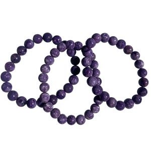 HIGH GRADE Charoite Bracelets - 8mm Beads - Natural Purple Beauty - RARE Russian Material