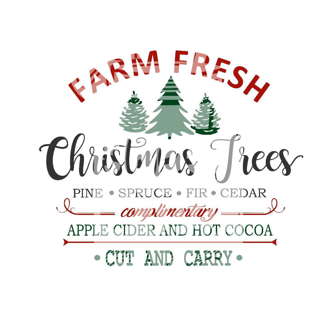 Cricut cut files silhouette farm fresh christmas trees svg | Etsy