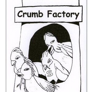 The Crumb Factory in Bird Town Instant Digital Print Download Plus Coloring Page for all ages by Artist Raymond Horner Jr.