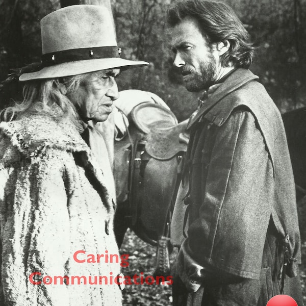 Clint Eastwood and Chief Dan George from "The Outlaw Josey Wales" filmed in Utah and Arizonia Black White Press Photo Digital Download 1976