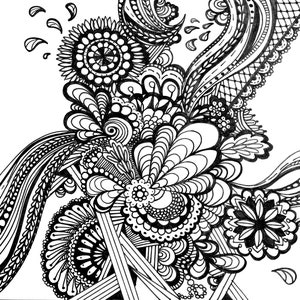 Adult Coloring Pages Doodle Art Instant Digital Download 8.5x11 JPEG