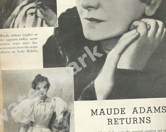 Old Newspaper Photo of Peter Pan "Maude Adams" Instant Digital Download