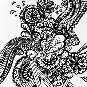 Doodle Print for Coloring or Collage Making instant Digital Download 8.5x11