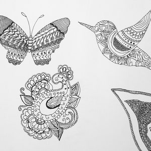 Doodle Coloring Page Collage Instant Digital Download 8x11.5