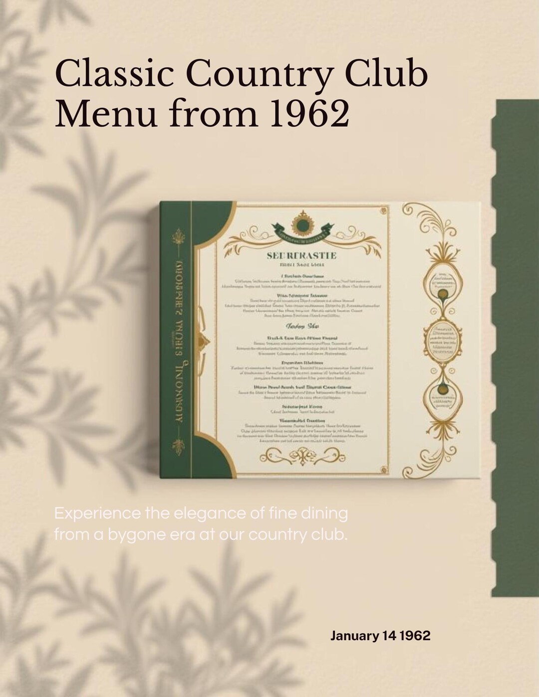 Vintage Country Club Menu 1962 When Lobster Tails Were Only 3.62 Junk ...