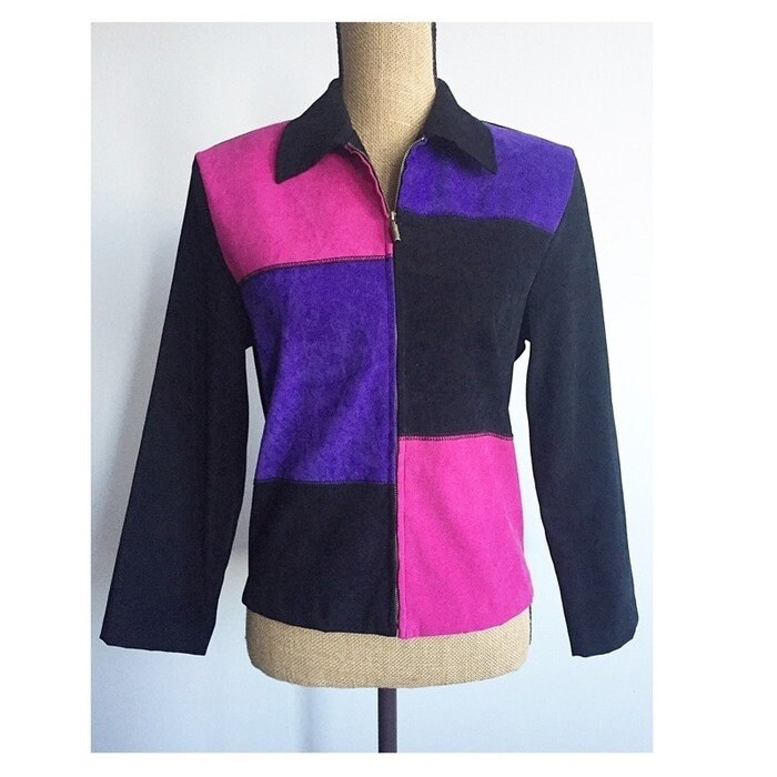 pink color block jacket