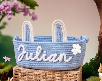 Personalized Easter Basket for Kids, Name Easter Bunny Basket, Baby Name Basket, Easter Egg Hunt Basket, Easter bucket. Baby Gift Basket