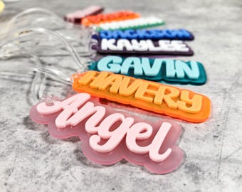 Bottle Name Tag, Personalized Name Keychain, Custom Backpack Tag, School Name Label, Tumbler Charm, Lunchbox Tag, 3D Printed Keychains 