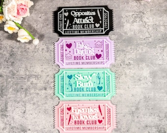 Bookclub Ticket | Bookish Ticket | Bookshelf Decor | Bookish Decor | Romance Books | Bookworm | Book Lover| 3D Bookish