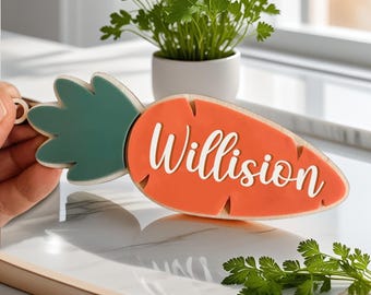Etiqueta de cesta de Pascua con forma de zanahoria, etiqueta de conejito de Pascua, etiqueta de Pascua con nombre personalizado, etiqueta de cesta de Pascua personalizada, decoración de primavera, etiqueta de conejito de Pascua personalizada