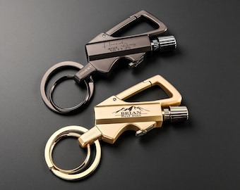 Custom Engraved Metal Lighter - Refillable Kerosene Multi-Tool with Keychain & Bottle Opener - Men Survival Gear Gift - Camping Accessories