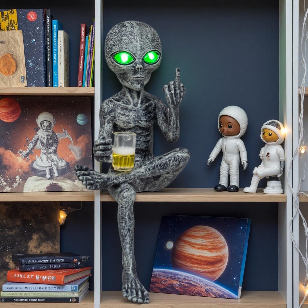 Solar Party Alien Statue Home Decor, Waterproof UFO Outdoor Statue ...