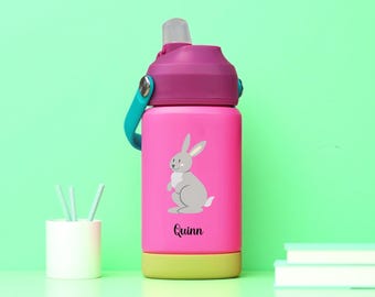 Personalized Kids Water Bottle, Custom Laser Engraved for Boys and Girls, Back to School, 12 oz Stainless Steel, Summer Camp Toddler Tumbler