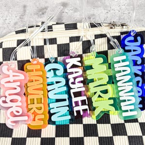 Acrylic Bag Tag, Custom Acrylic Tag, Kids Name Keychain, Lunch Box Tag, Personalized Tag, Custom Backpack Tag, Keychain For Kids 