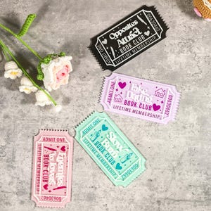 Bookclub Ticket | Bookish Ticket | Bookshelf Decor | Bookish Decor | Romance Books | Bookworm | Book Lover| 3D Bookish