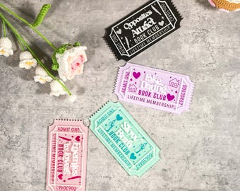 Bookclub Ticket | Bookish Ticket | Bookshelf Decor | Bookish Decor | Romance Books | Bookworm | Book Lover| 3D Bookish
