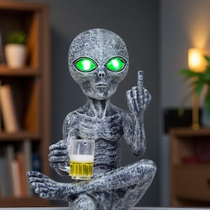 Estatua extraterrestre para fiesta solar, decoración del hogar, estatua OVNI impermeable para exteriores, decoración de jardín, regalo extraterrestre único, balcón, estante, regalo de Halloween y Navidad.