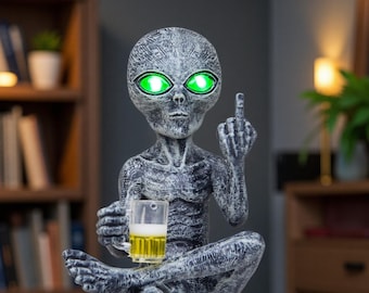 Solar Party Alien Statue Wohnkultur, wasserdichte UFO Outdoor Statue Gartendekoration, einzigartiges Alien Geschenk, Balkon, Regal, Halloween Weihnachtsgeschenk
