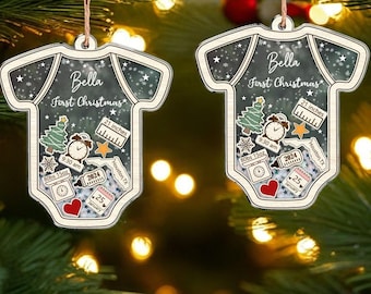 Baby's First Christmas Ornament, Baby 1st Christmas Ornaments, Custom Baby Name Christmas Gift, 5D Shake Babies Ornament, New Baby Keepsake
