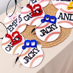 Sports Bag Name Tag | Personalized Sport Keychain | Bag Tag for Baseball, Basketball, Softball, Football, Soccer | Luggage Tag | Team Gifts
