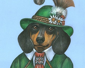 Dachshund Art Print Oktoberfest Art Wiener Dog Gifts Doxie Lovers