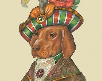 Vizsla Gifts Dog Breed Art Print Dog Portrait Royal Dog Painting