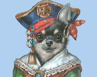 Chihuahua Art Print Pirate Decoration for Kids Room Chihuahua Mom Cute Dog Art