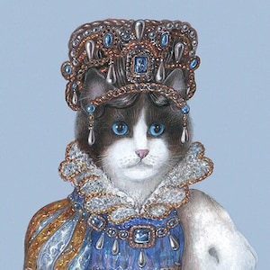 Cat Art Print Cat Empress Napoleon Cat Painting Gift for Cat Lady Cat Mom Cat Decoration