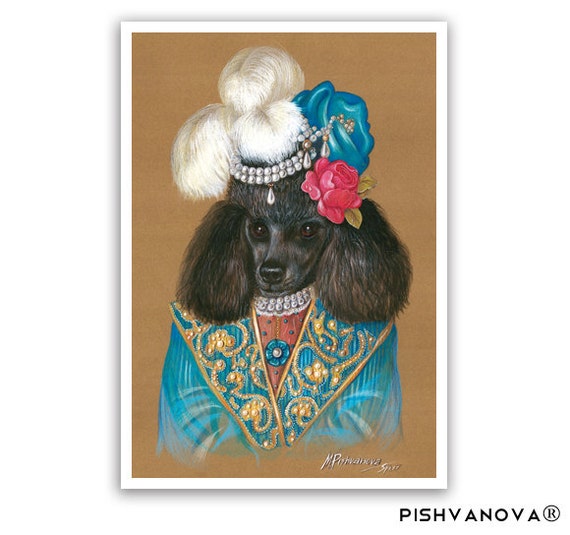 Poodle Art Print Lady Chic Dog Lover Gifts And Dog Wall Etsy