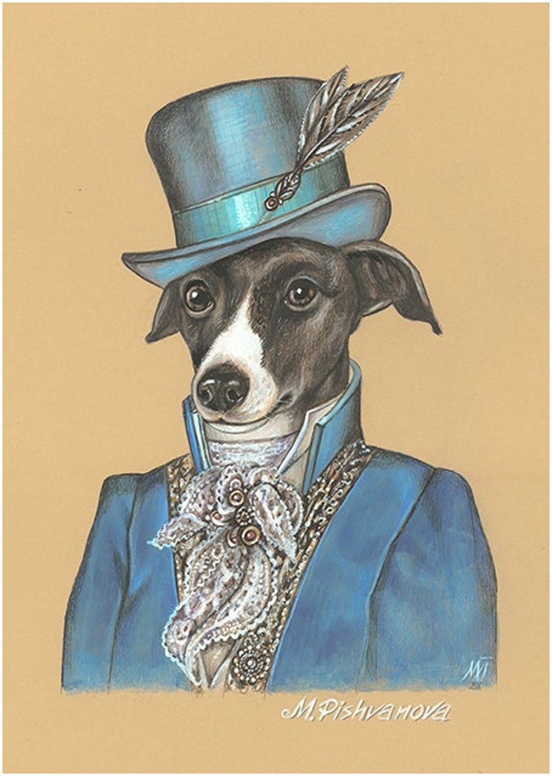 Italian Greyhound Art Print Dapper Dog Dog Painting Etsy