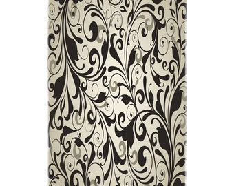Black and White Scroll Beach Towel
