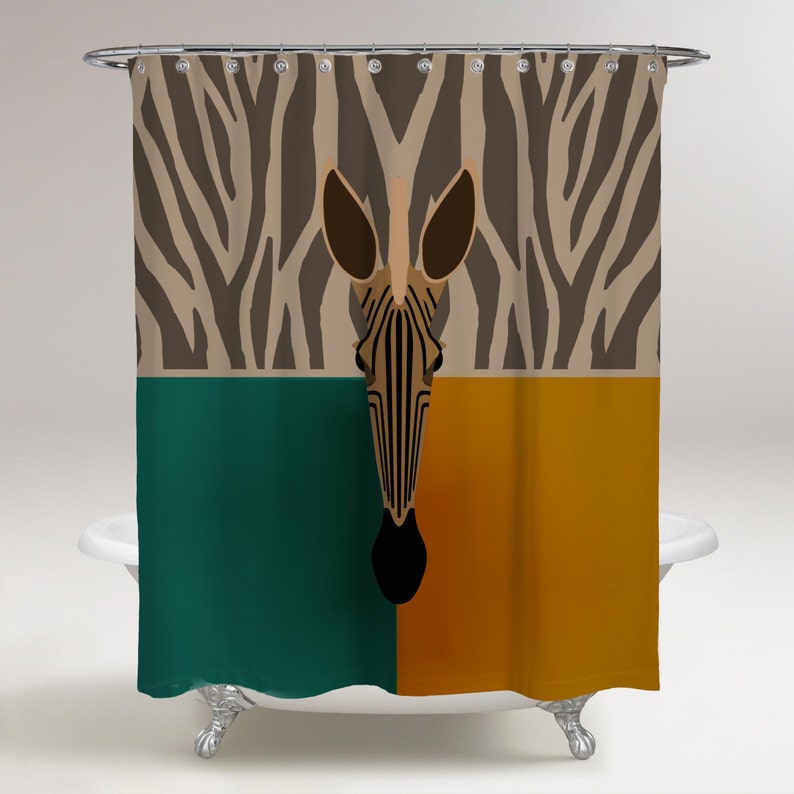 Zebra Stripped Shower Curtain Etsy