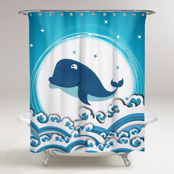 Silly Whale Shower Curtain Etsy