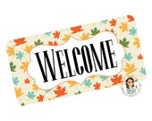 Fall Welcome Metal Wreath Sign - 6x12 quot Rectangle Shaped Fall Wreath Attachment - Fall Leaves Wreath Sign