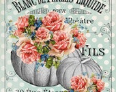 French Pumpkin Wreath Signs - Shabby Pumpkin and Rose Sign For Fall Wreaths