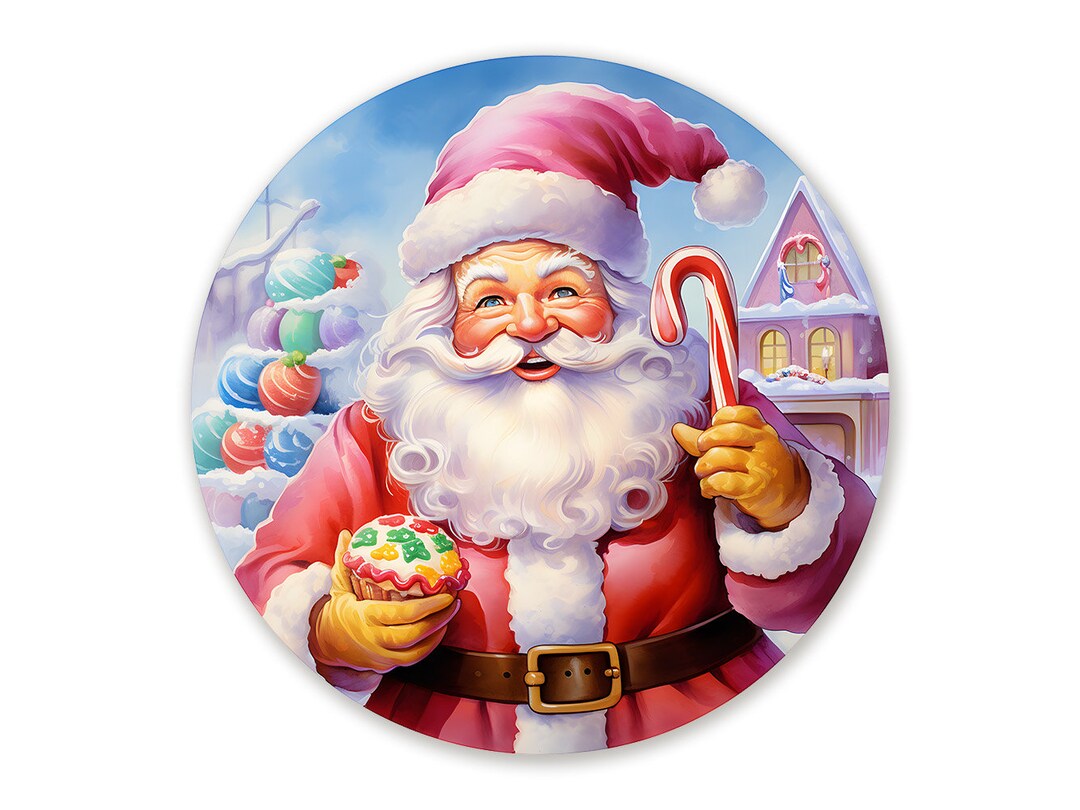 Candyland Santa Wreath Sign Christmas Santa Wreath Etsy