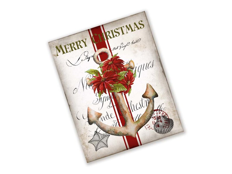 Merry Christmas Nautical Anchor Sign for Christmas Wreaths - Etsy