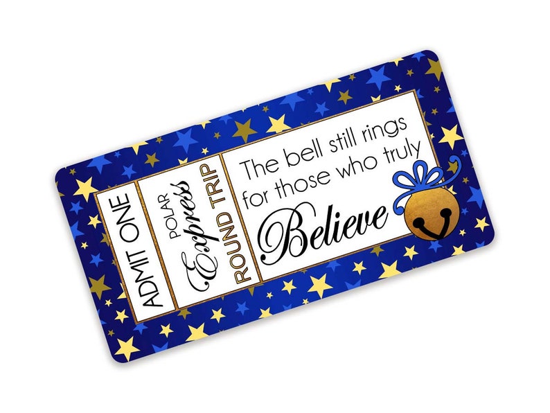 Blue and Gold Polar Express Believe Ticket Sign for Christmas - Etsy