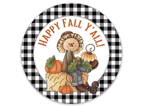 Happy Fall Y'all Buffalo Plaid Sign Fall Scarecrow | Etsy