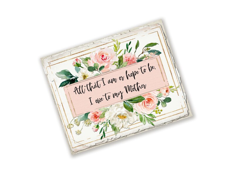 Pink Floral Mother's Day Wreath Sign All That I Am I Owe to My Mother Shabby Wreath Attachment Gift for Mom Mother's Day Gift image 1