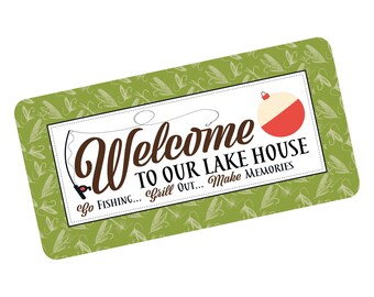 Welcome To Our Lake House Metal Wreath Sign Sign - Lake House Wreath Attachment - Gift for Fisherman